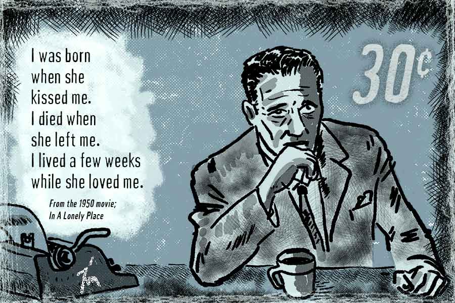 Illustration with quote from the movie: In A Lonely Place.