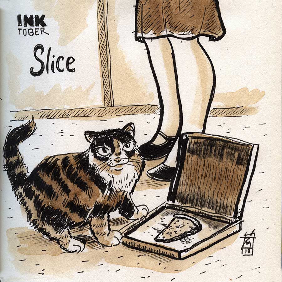 illustration title: Inktober 31: Slice.