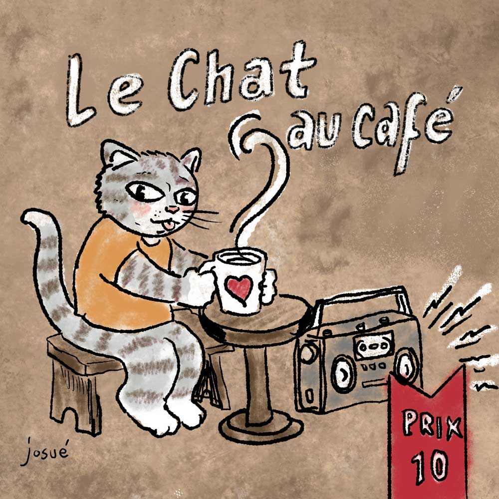 illustration titled: Le Chat Au Café (The Cat in the Cafe) 