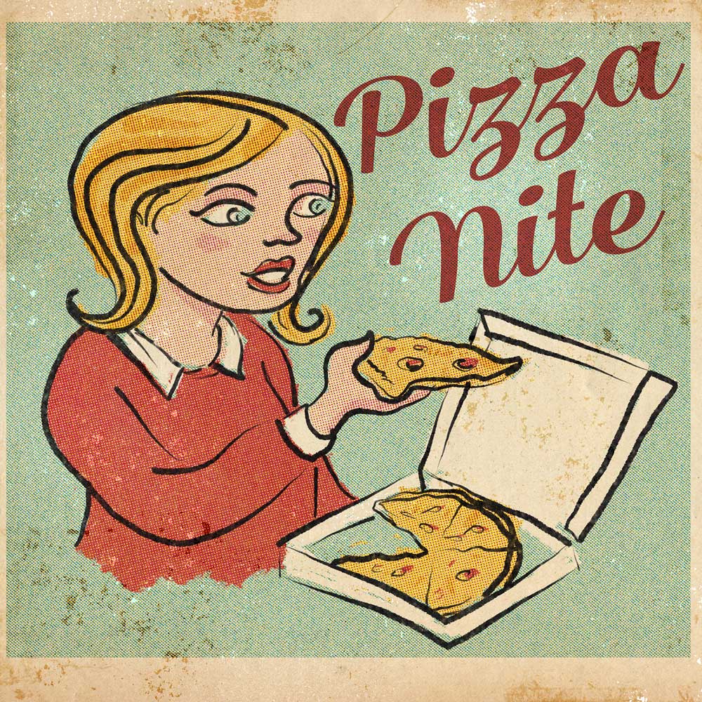 illustration titled: Pizza Nite