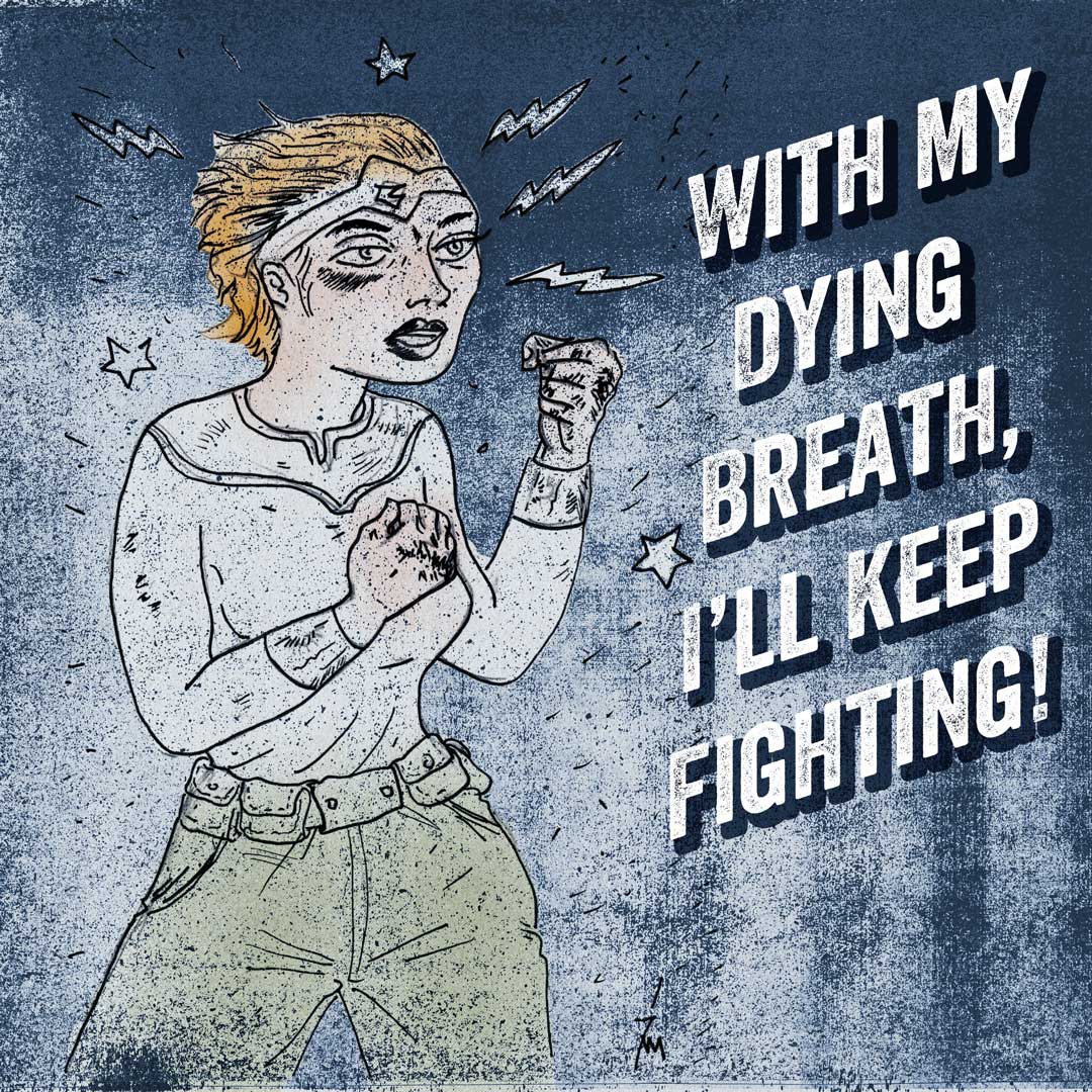 illustration of woman putting up her fists.