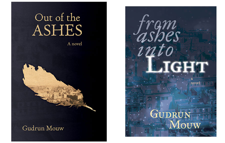 Out of the Ashes book cover before and after.