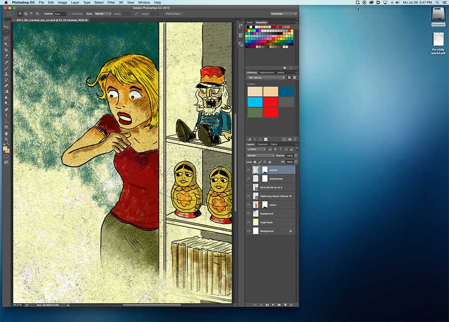 illustration is coloured but not finished