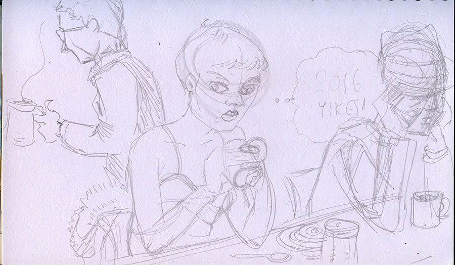 Illustration titled: Pencils for 2016 Yikes!