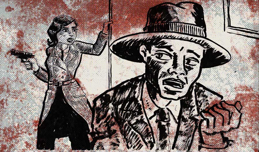 Illustration titled: The Villian