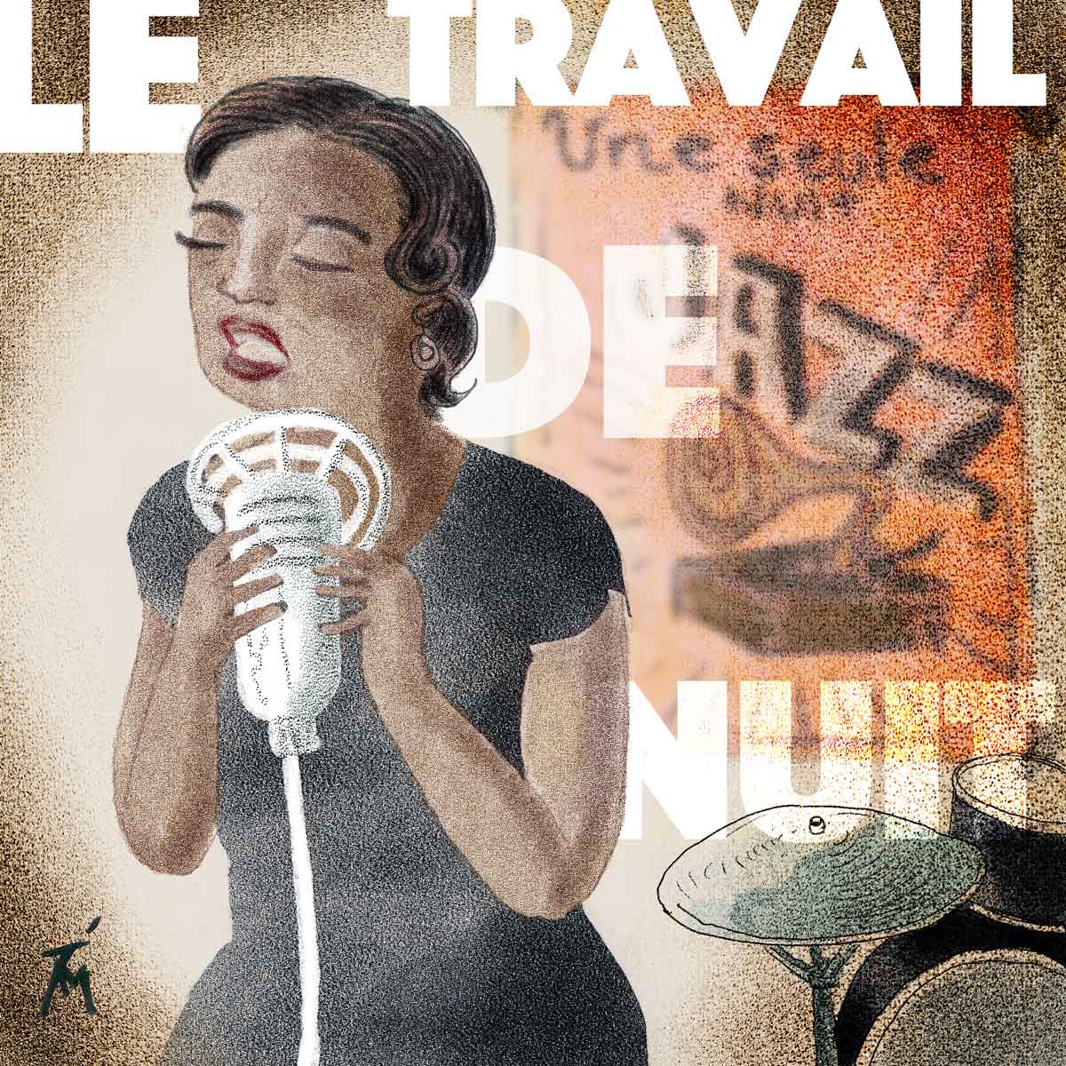 Illustration of woman singing in a jazz club.