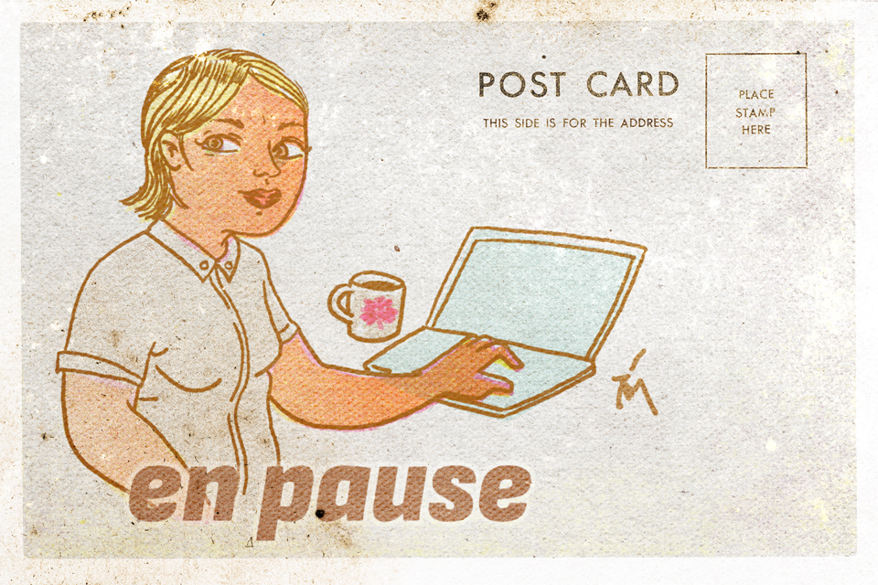 Image a woman taking a coffee break.