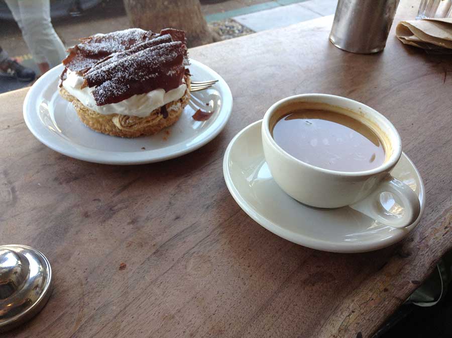 photo of coffee cup coconut cream pie.